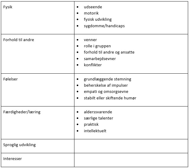 Individuelt observationsskema